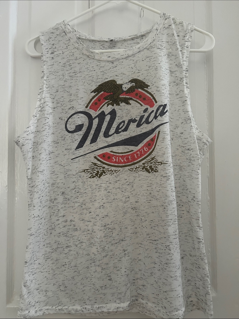 Merica Graphic White Tank Top - Casual Women's Sleeveless Tee
